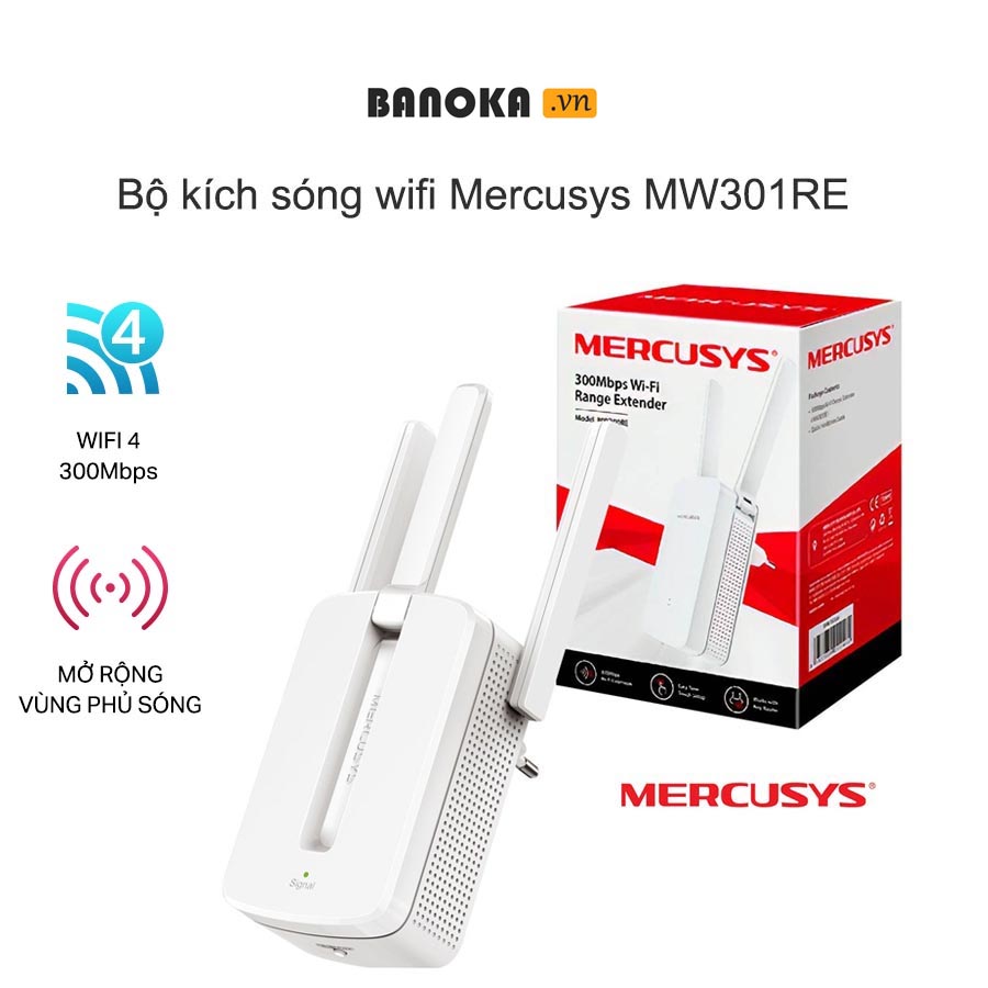 Bộ kích sóng wifi Chuẩn N Mercusys MW300RE Tốc độ truyền tải 300 Mbps
