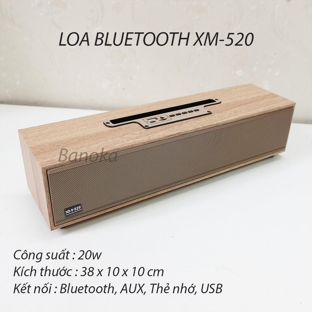 Loa nghe nhạc bluetooth XM-520 vỏ gỗ, bảo hành 6 tháng